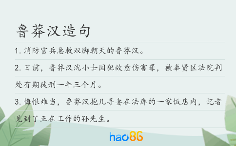 鲁莽汉造句
