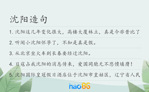 沈阳造句