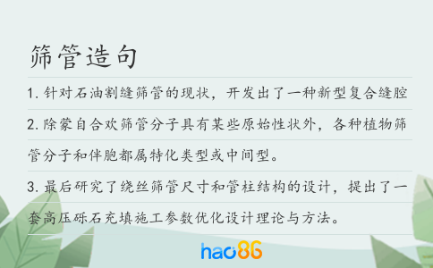筛管造句