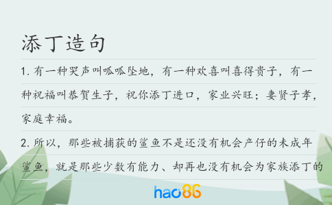 添丁造句