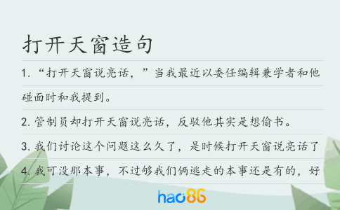打开天窗造句