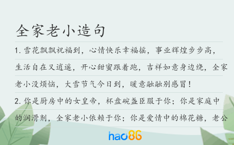 全家老小造句