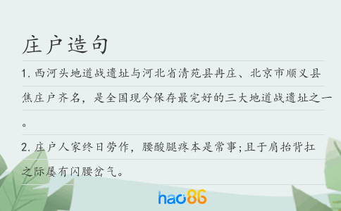 庄户造句