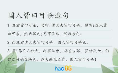 国人皆曰可杀造句